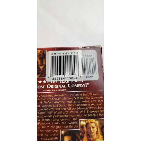 Shakespeare In Love VHS Tape - Gwyneth Paltrow - Picture 5 of 5